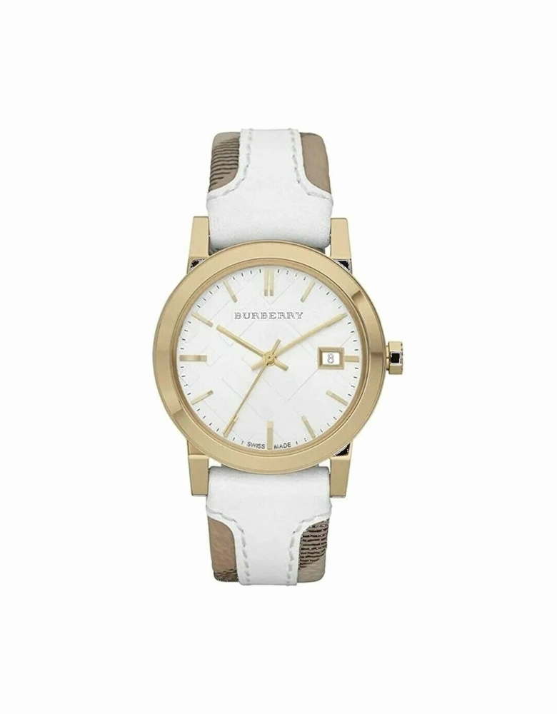 BU9110 Leather White Large Check Women's Watch