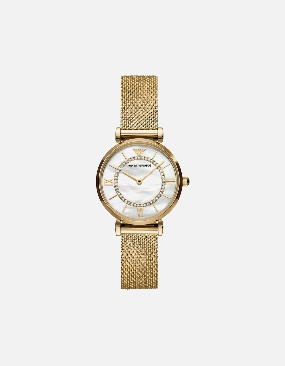Women's Emporio Armani AR11321 Gold Gianni T-Bar Ladies Watch - White