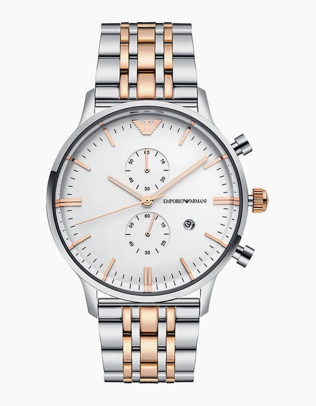 Emporio Armani Men's Silver Ar0399 Chronograph Two-Tone Watch Size 5