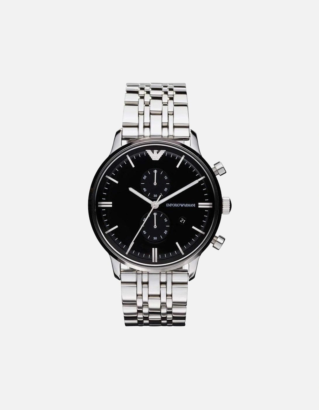 Emporio Armani Men's Emporio Armani AR0389 Chronograph Black Dial Men's Watch - Silver