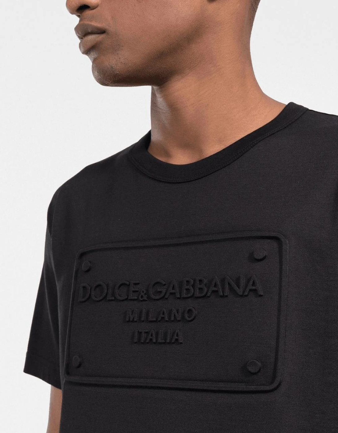 Embossed Plaque Logo T-Shirt in Black