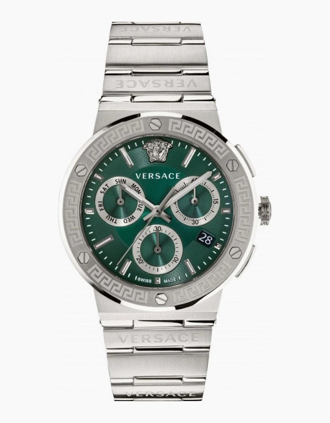 Versace Men's Green Vez900121 Greca Logo Chrono Luxury Watch
