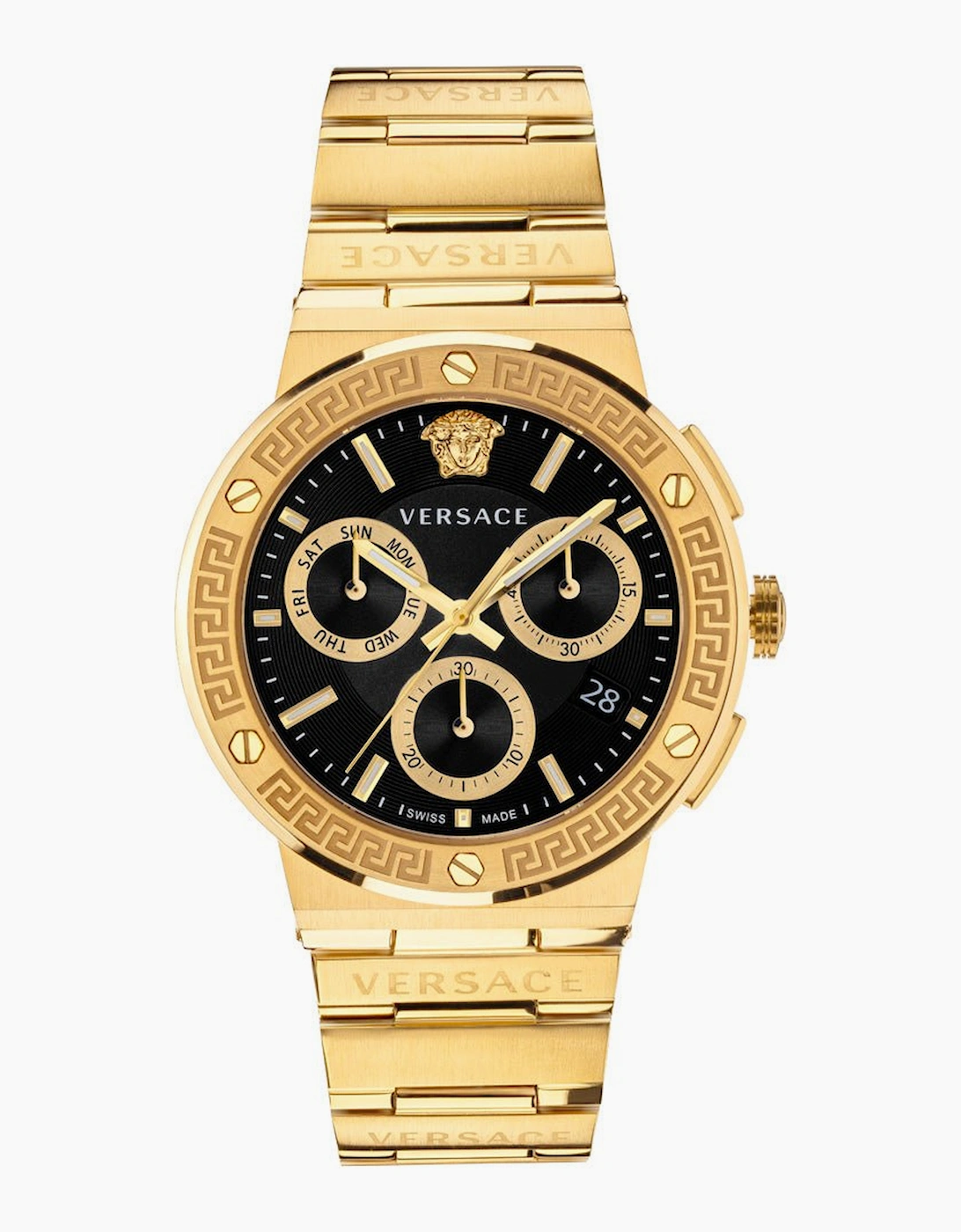 Versace Men's Black Vez900421 Greca Logo Chrono Watch