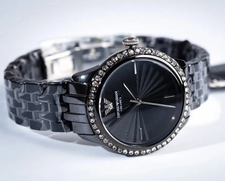 AR1478 Ladies Ceramica Black Crystal Watch