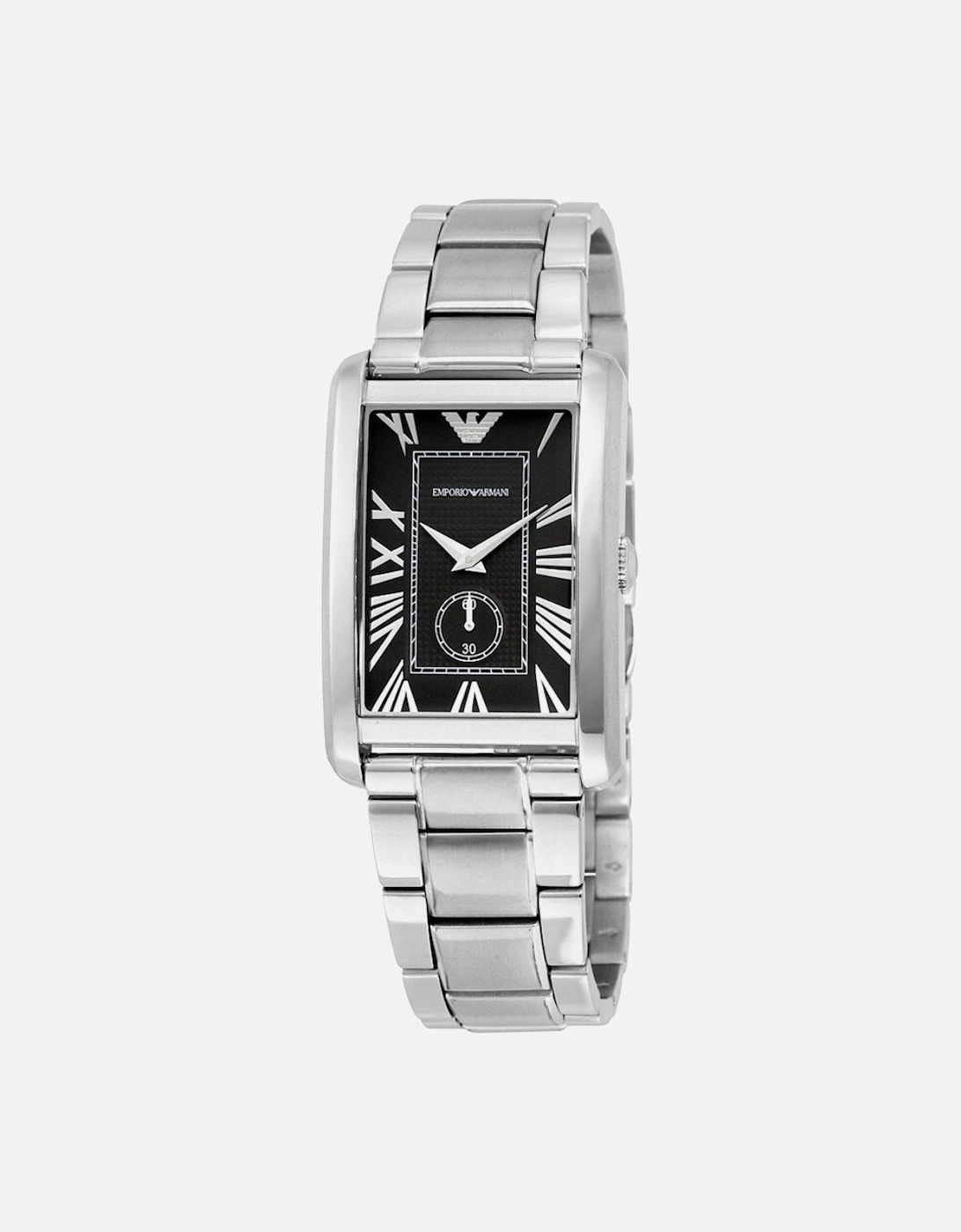 Men's Emporio Armani AR1608 Rectangular Black Dial Men's Watch - Black/Silver