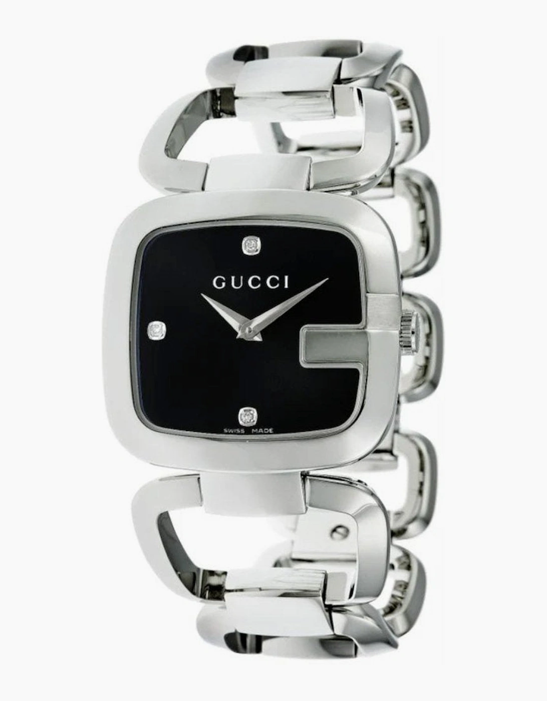 Gucci Women's Gucci YA125406 G Diamonds Black Ladies Watch - Silver