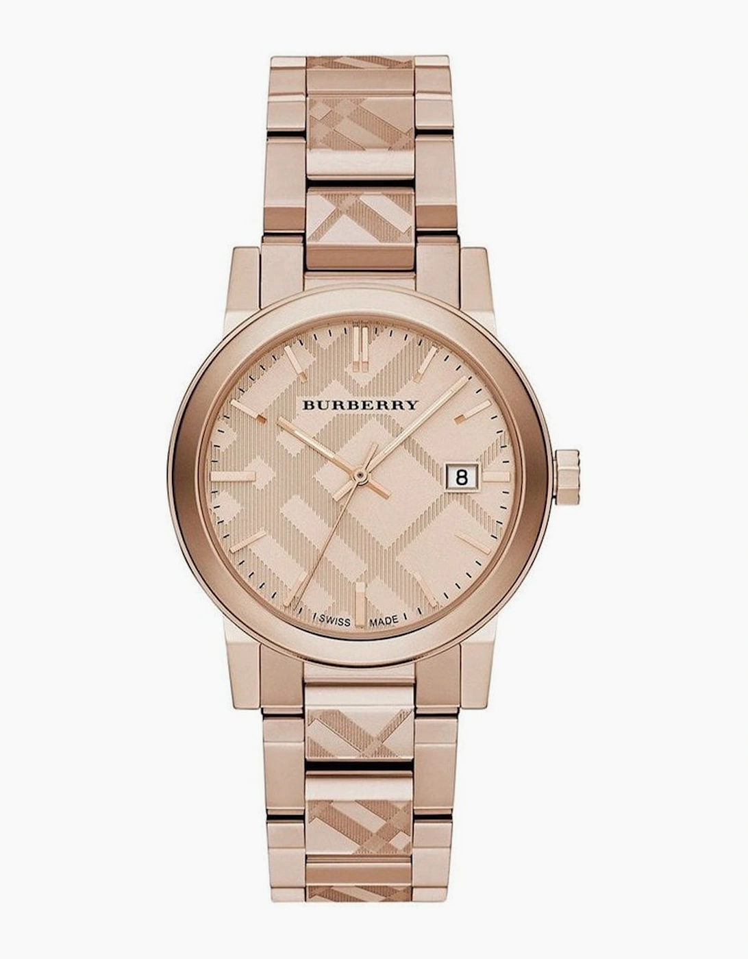 Burberry Unisex Tan Bu9039 Rose Goldtone Dial Stainless Steel Watch