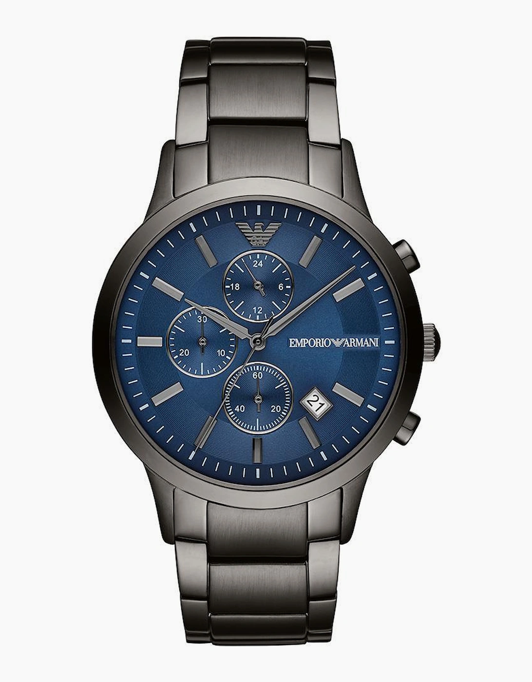 Emporio Armani Men's Emporio Armani AR11215 Chronograph Blue Dial Gunmetal Strap Men's Watch - Grey