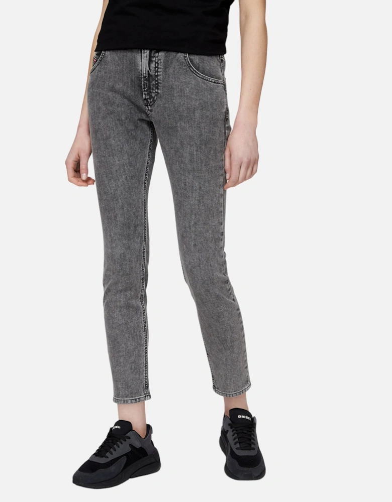 D KRAILEY Womens Denim Jeans Slim Fit Mid Waist Sweat Jogg Pants Grey W29