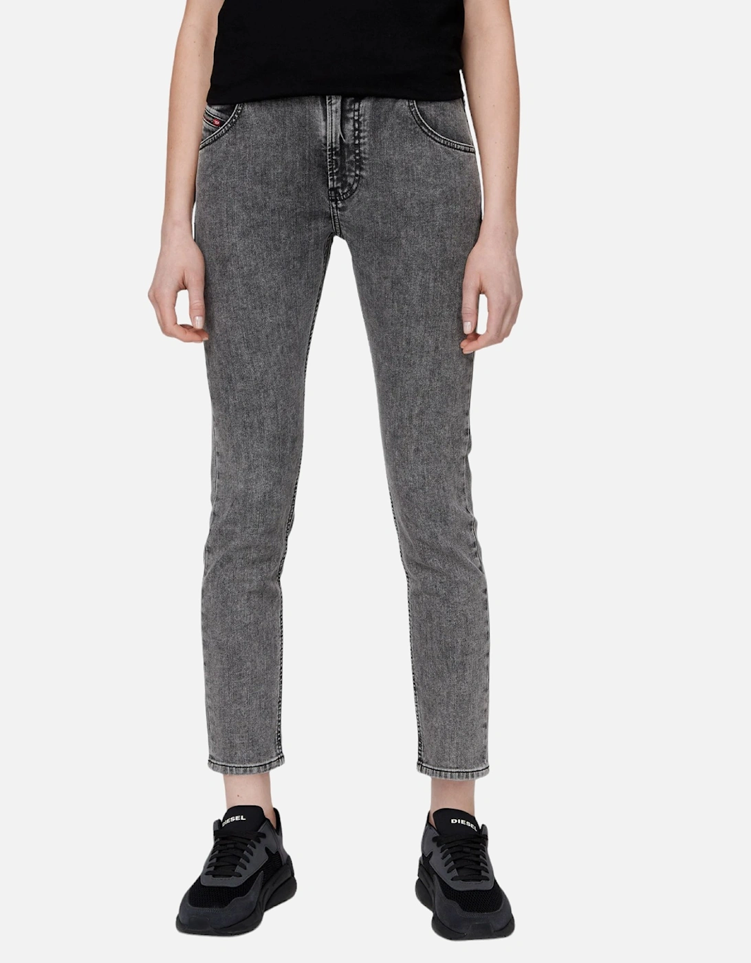 D KRAILEY Womens Denim Jeans Slim Fit Mid Waist Sweat Jogg Pants Grey W29, 11 of 10