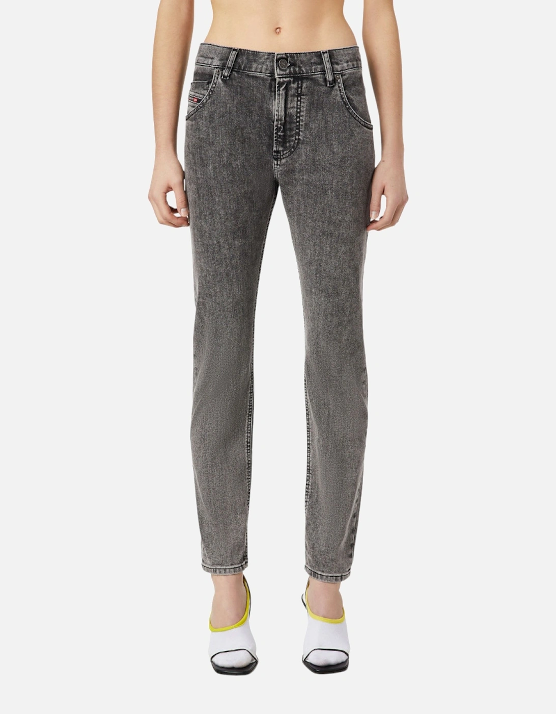 D KRAILEY Womens Denim Jeans Slim Fit Mid Waist Sweat Jogg Pants Grey W29