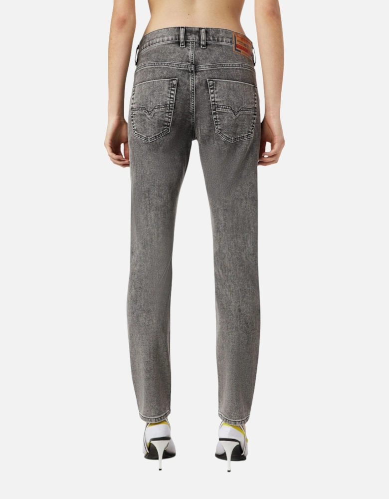 D KRAILEY Womens Denim Jeans Slim Fit Mid Waist Sweat Jogg Pants Grey W29
