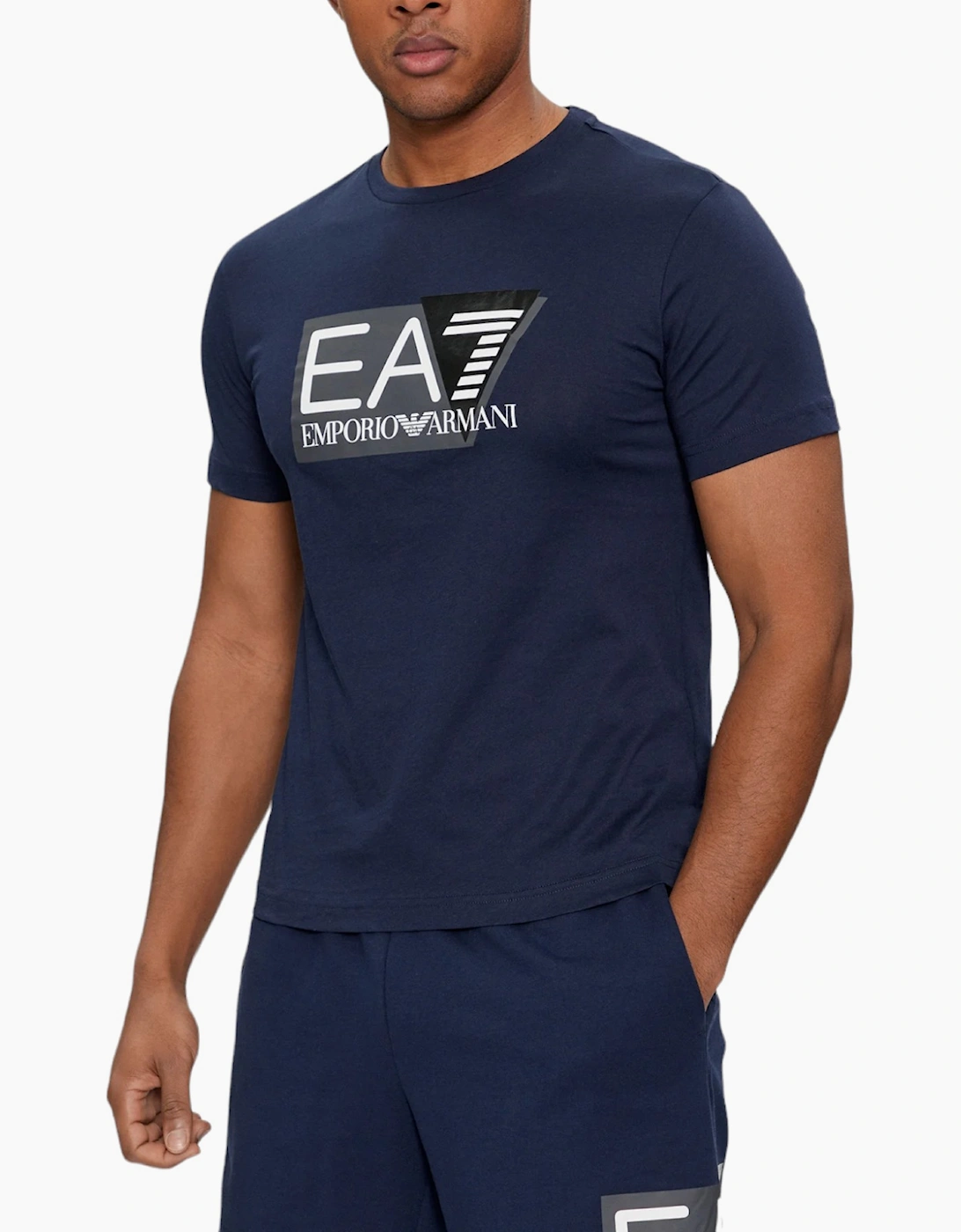 Armani Men's ARMANI EA7 3DPT81 Mens T Shirt Emporio Armani Short Sleeve Casual Cotton Tee Top - Navy