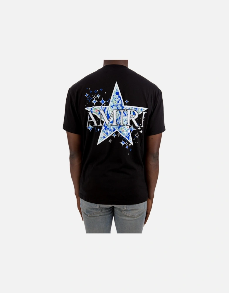 Paisley Star Printed T-Shirt in Black