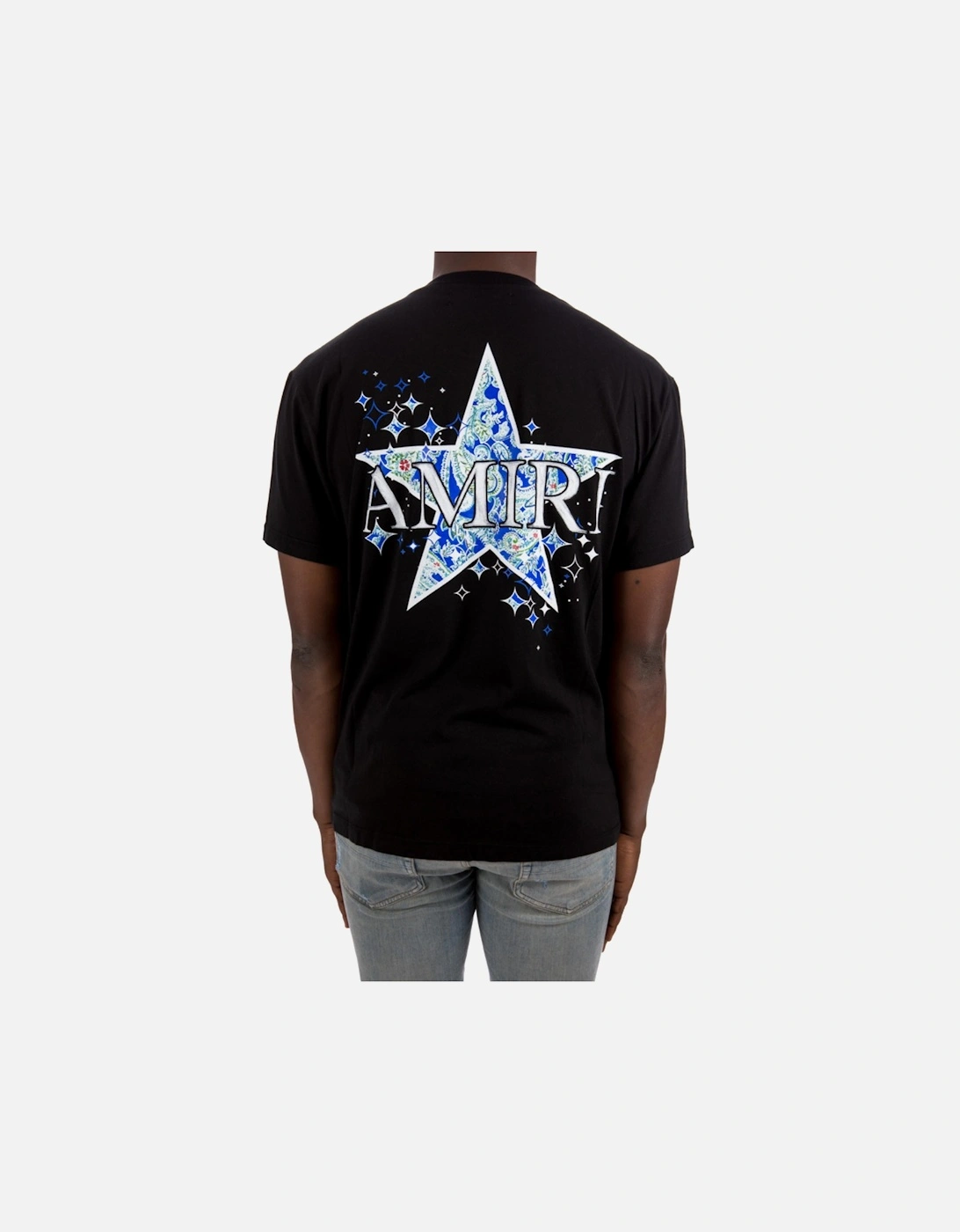 Paisley Star Printed T-Shirt in Black