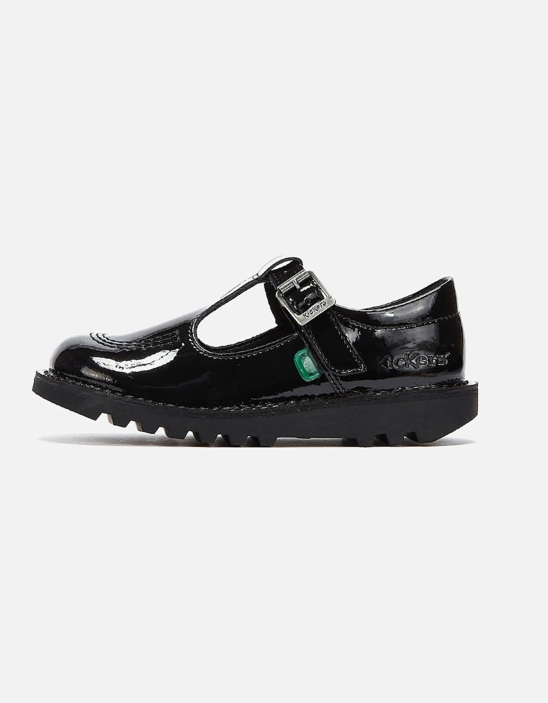 Junior Black Kick T Bar Patent Leather Shoes