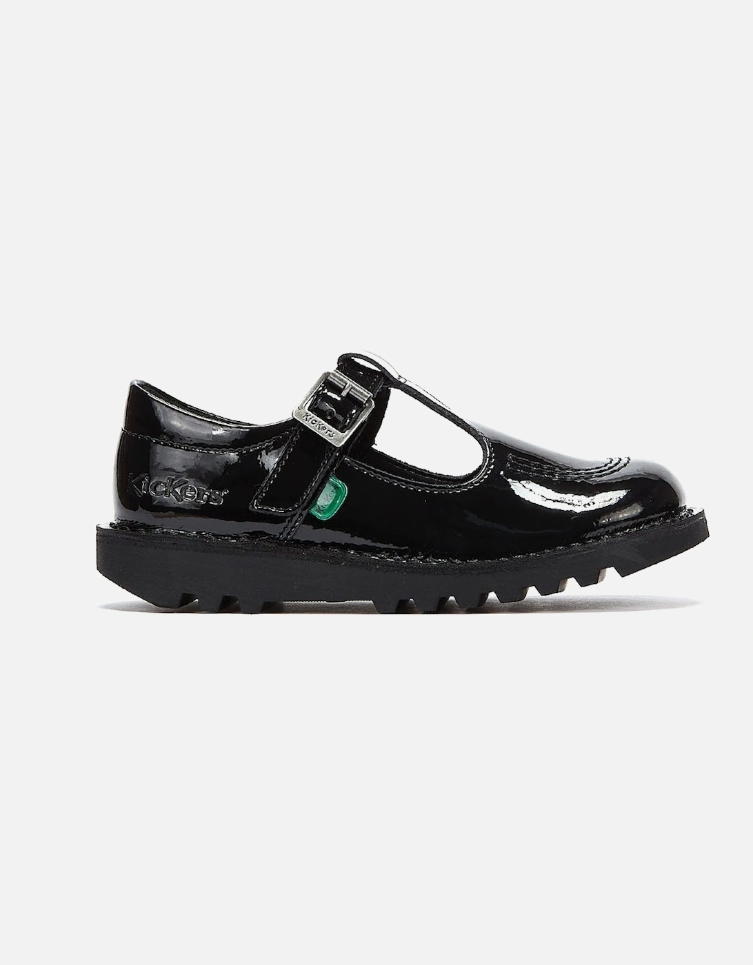 Junior Black Kick T Bar Patent Leather Shoes