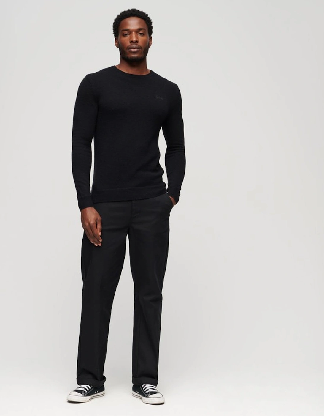 Men's Essential Slim Fit Crew Jumper Black