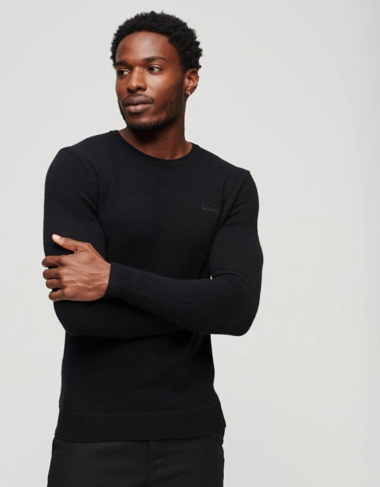 Men's Essential Slim Fit Crew Jumper Black