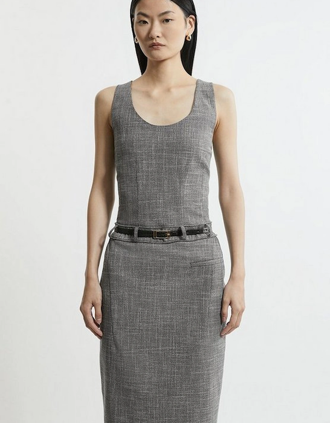 Mono Textured Seam Detail Tailored Midi Dress, 5 of 4