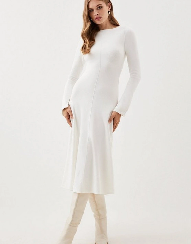 Lydia Millen Compact Knit Wool Look Full Skirt Midi Dress