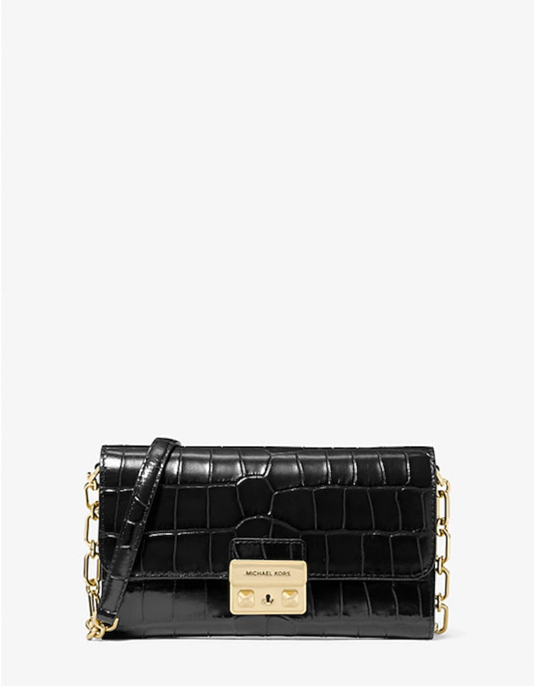 Tribeca Crocodile Embossed Leather Convertible Crossbody Bag