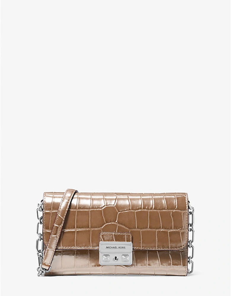Tribeca Crocodile Embossed Leather Convertible Crossbody Bag