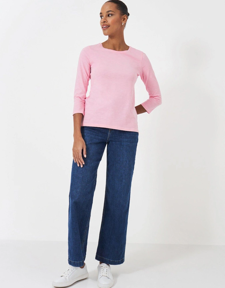 3/4 Sleeve Perfect Slub T-Shirt - Pink