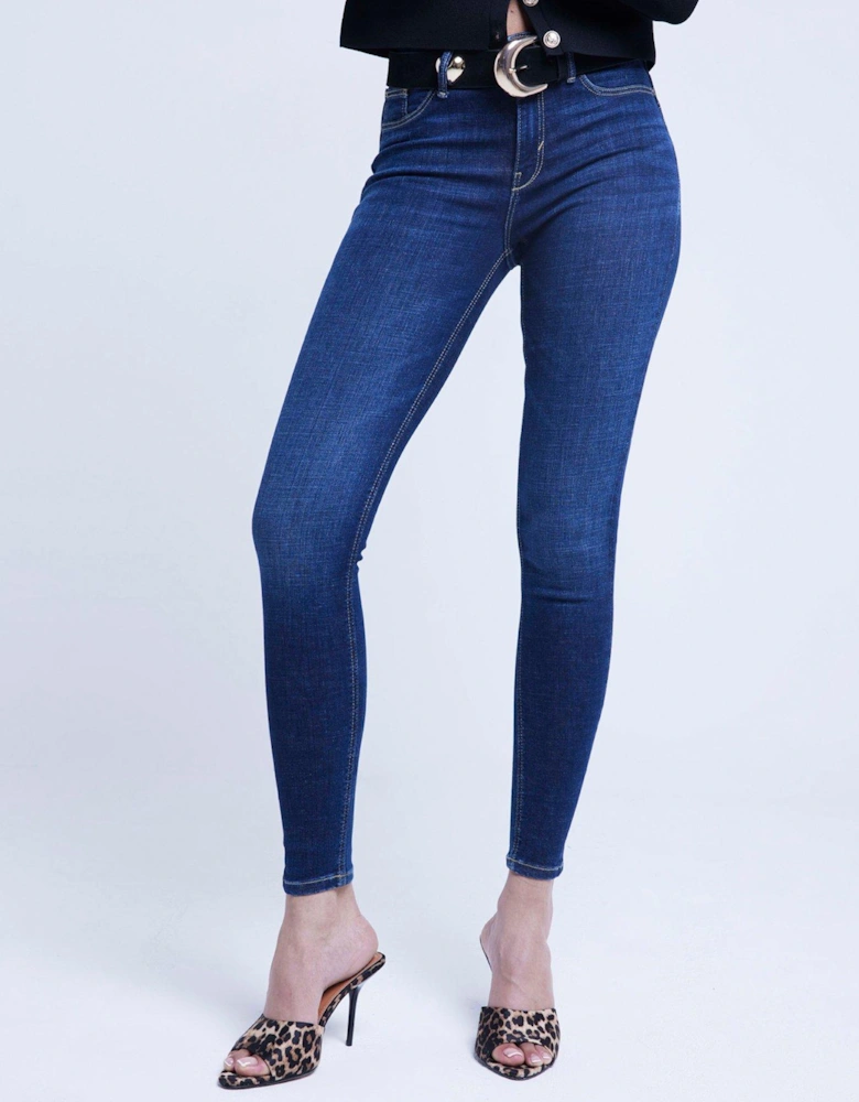 Midi Rise Skinny Sculpt Jean - Dark Denim - Blue