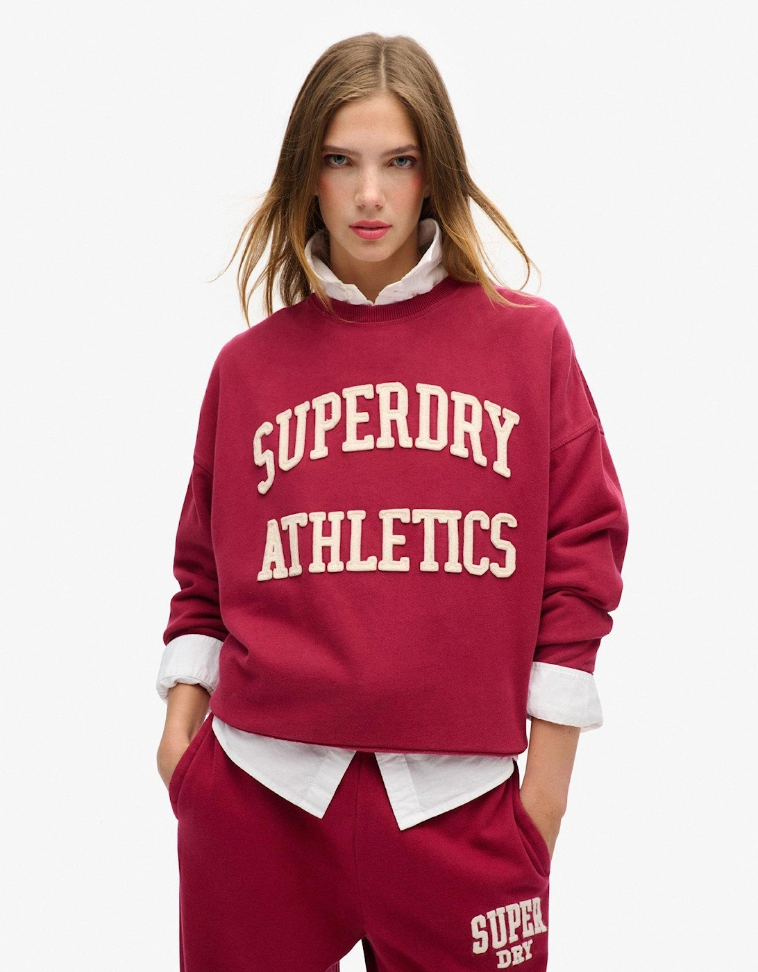 Athletic Essentials Oversized Applique Crew Jumper - Red, 2 of 1