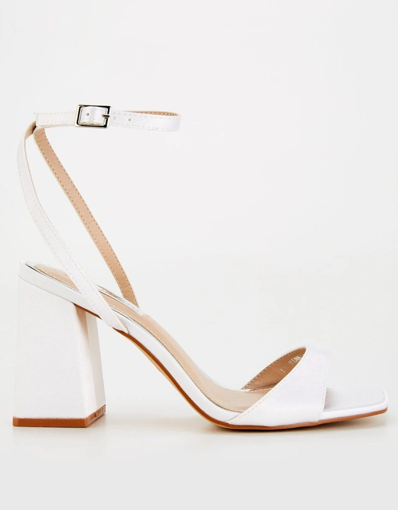 Be Mine Wide Fit Wink 2 Block Heel - Ivory Satin