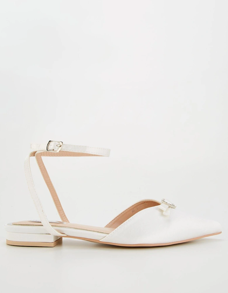 Be Mine Wide Fit Indi Flat Shoe - Ivory Satin