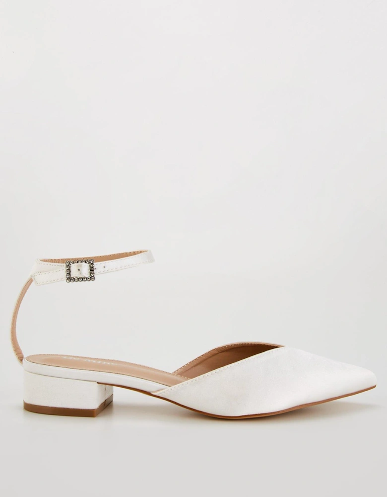 Be Mine Catherine Pointed Flat Shoe - Ivory Satin