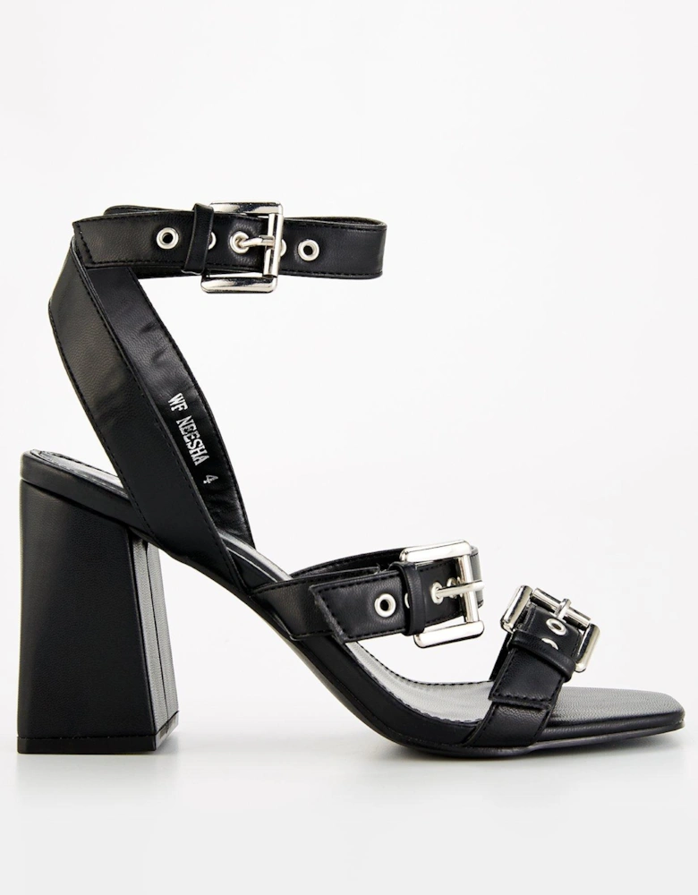 Wide Fit Neesha Buckle Heel - Black