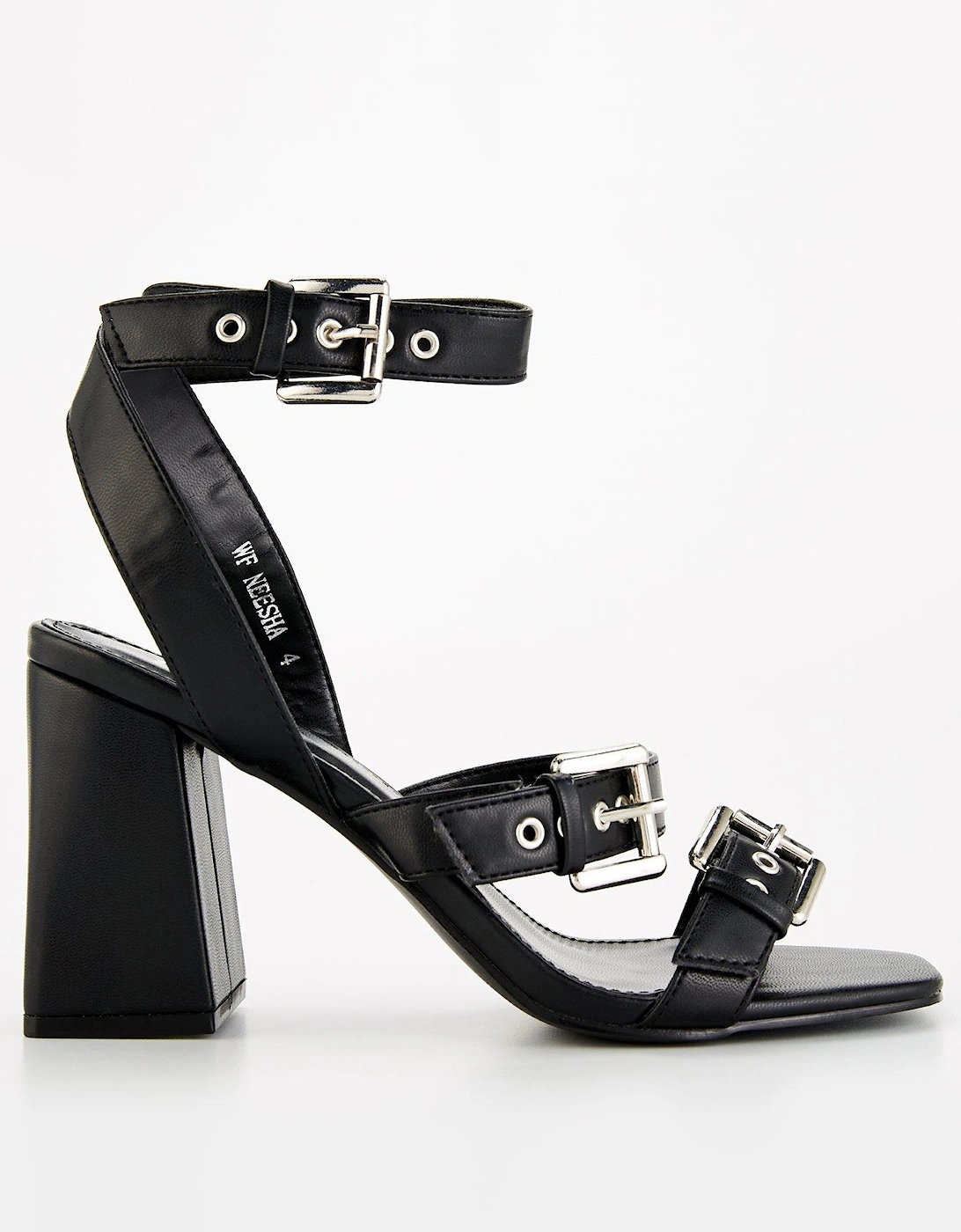 Wide Fit Neesha Buckle Heel - Black, 8 of 7