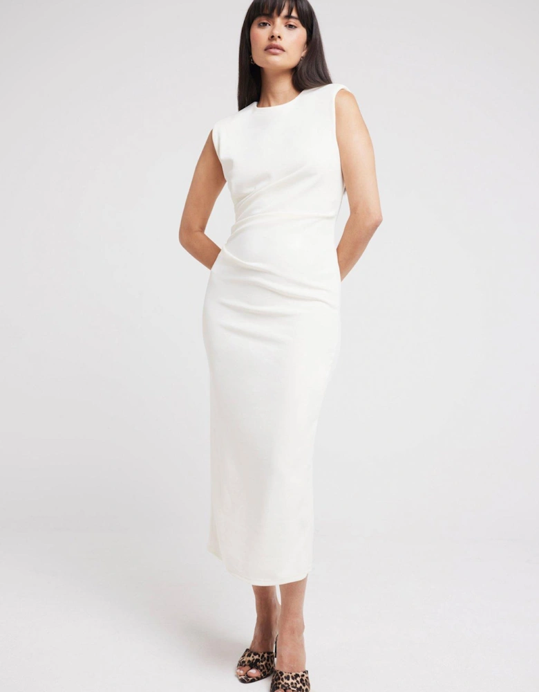 Drape Shift Midi Dress - Cream