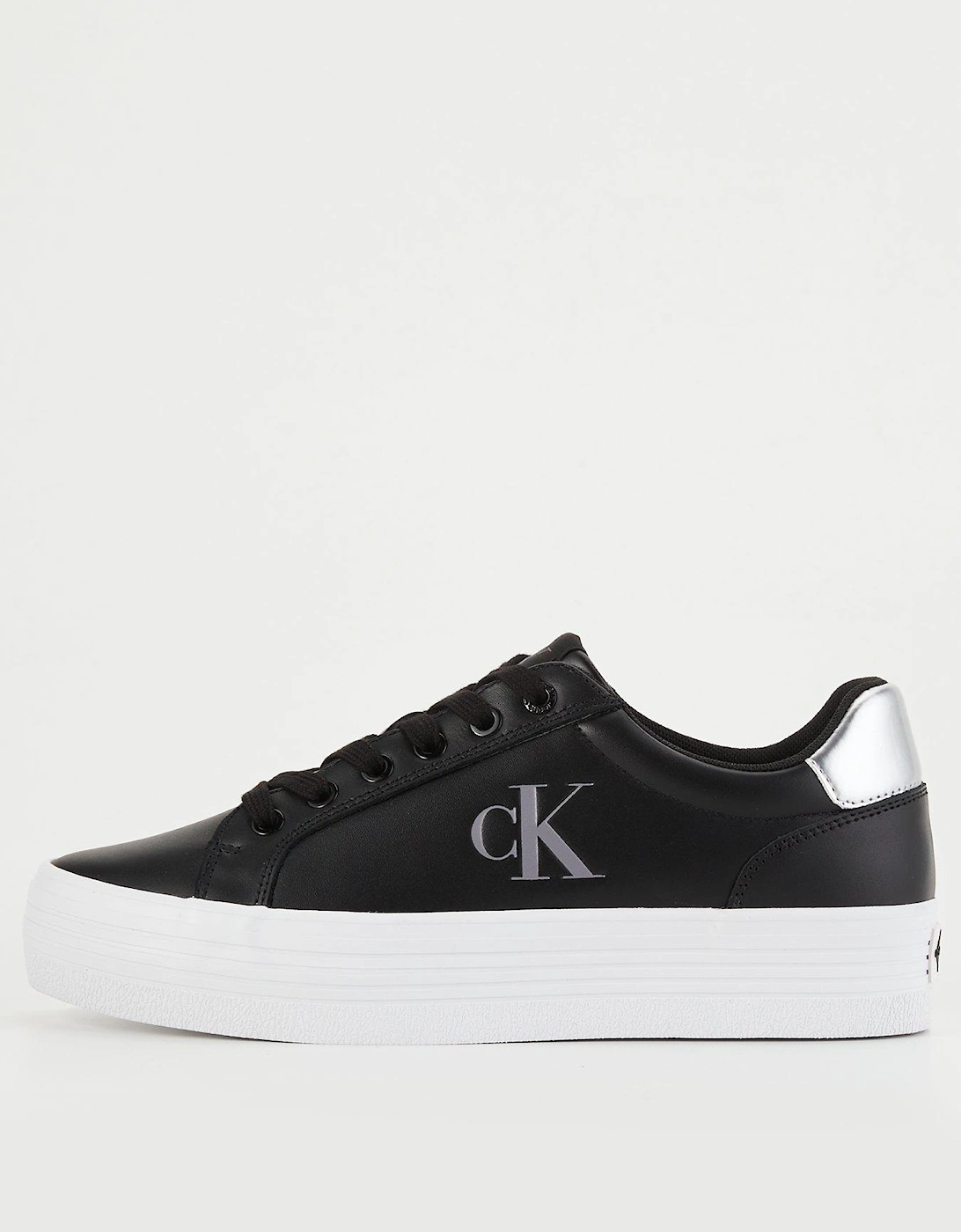 Flatform Lace Up Leather Trainers - Black, 7 of 6