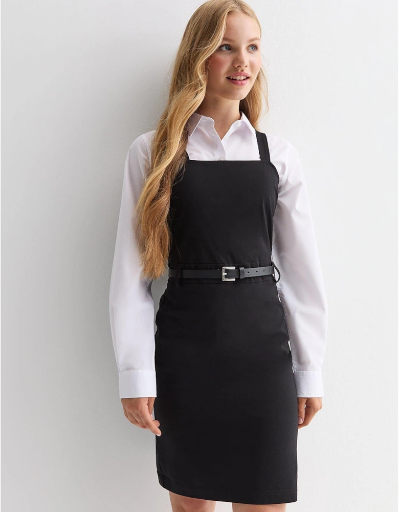 Girls Black Pinafore School Dress