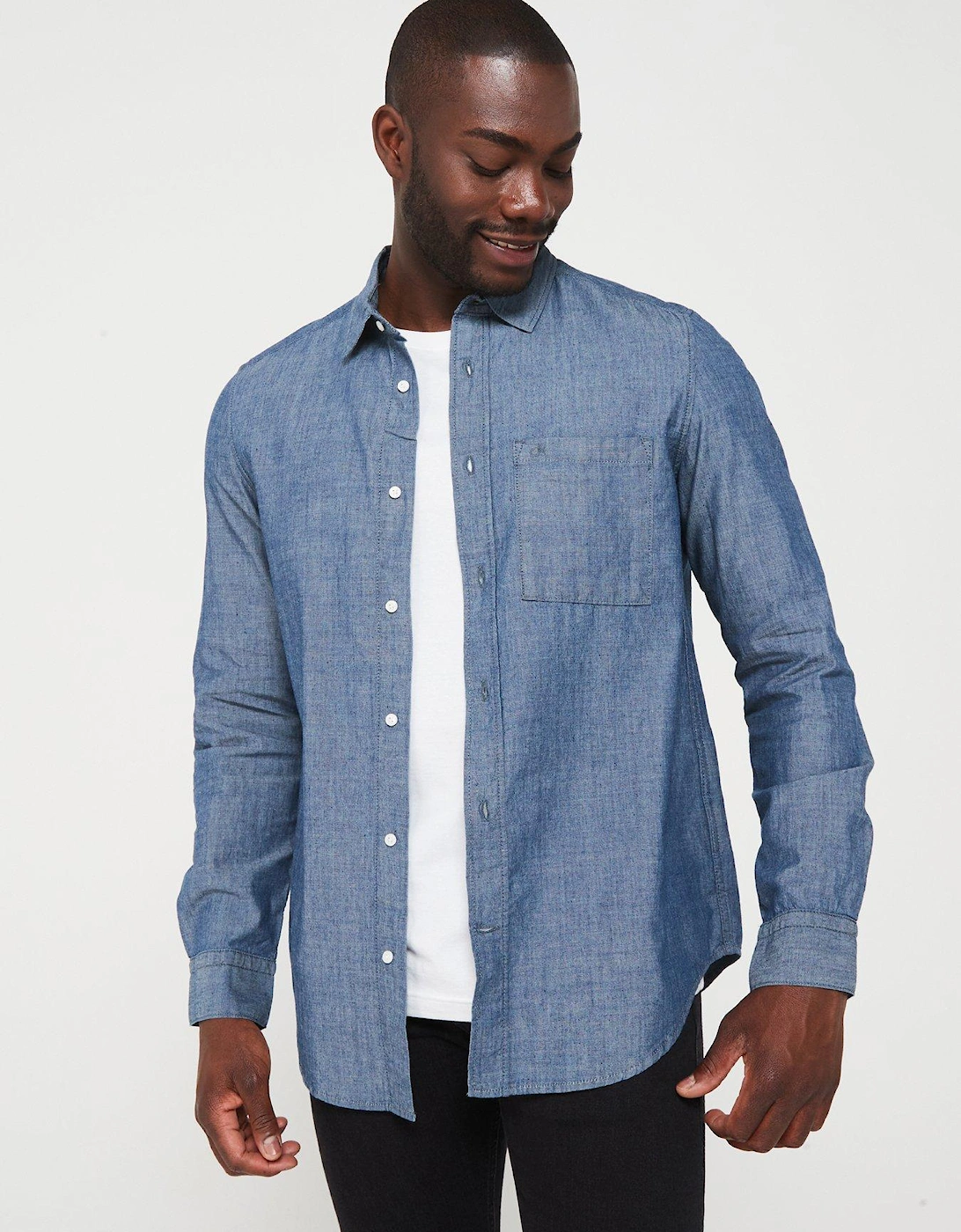 Chambray Lightweight Denim Shirt - Mid Wash, 6 of 5