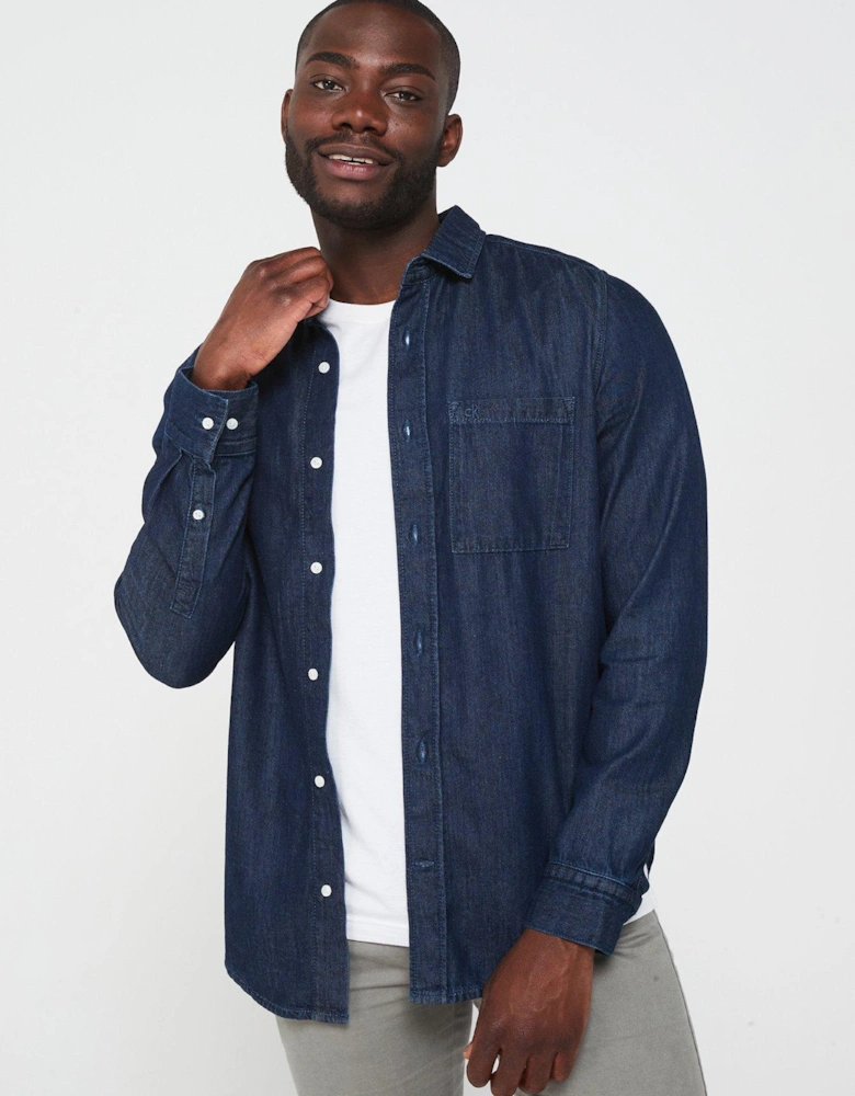 Chambray Lightweight Denim Shirt - Dark Wash