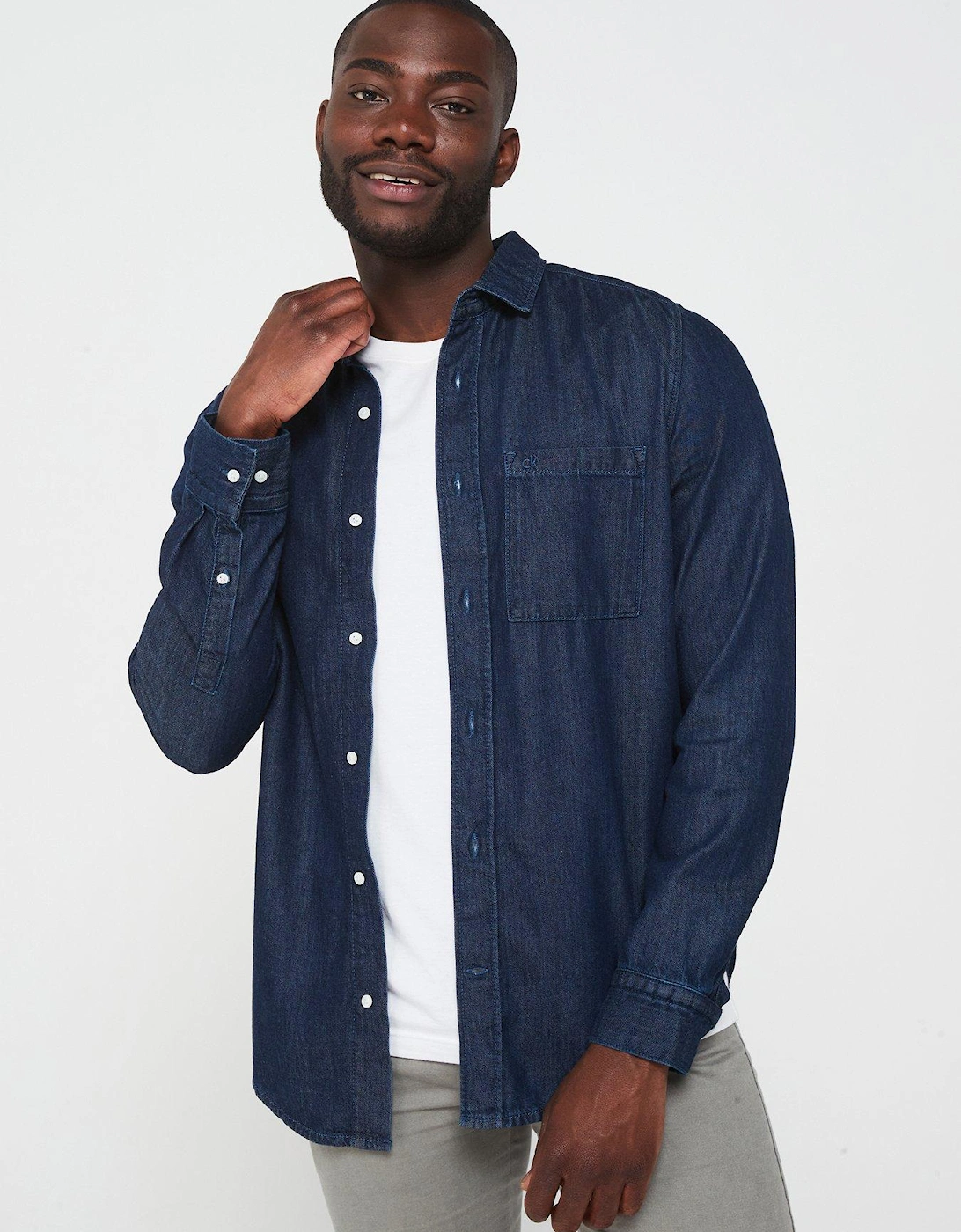 Chambray Lightweight Denim Shirt - Dark Wash, 6 of 5