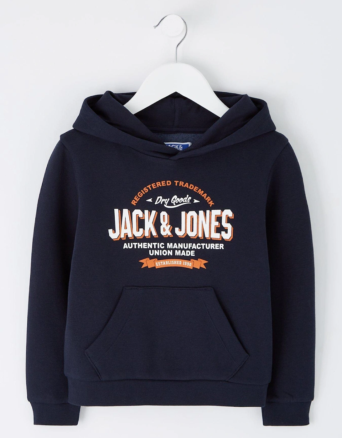 Younger Boys 2 Colour Logo Hoodie - Navy, 2 of 1