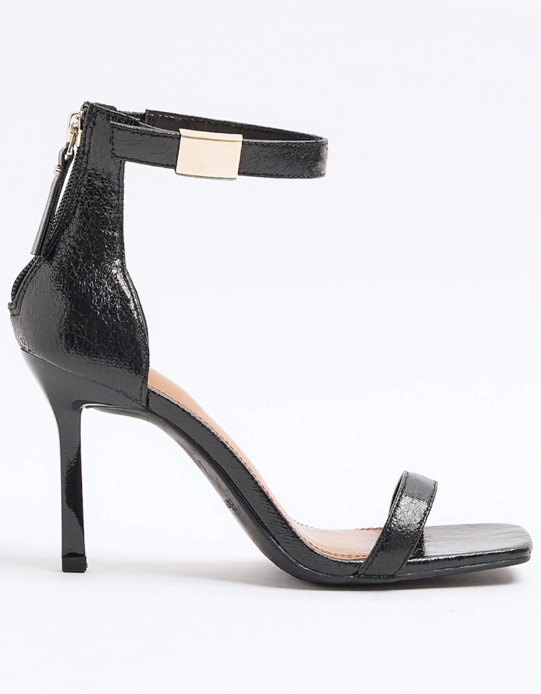 Clasp Detail Heeled Sandals - Black