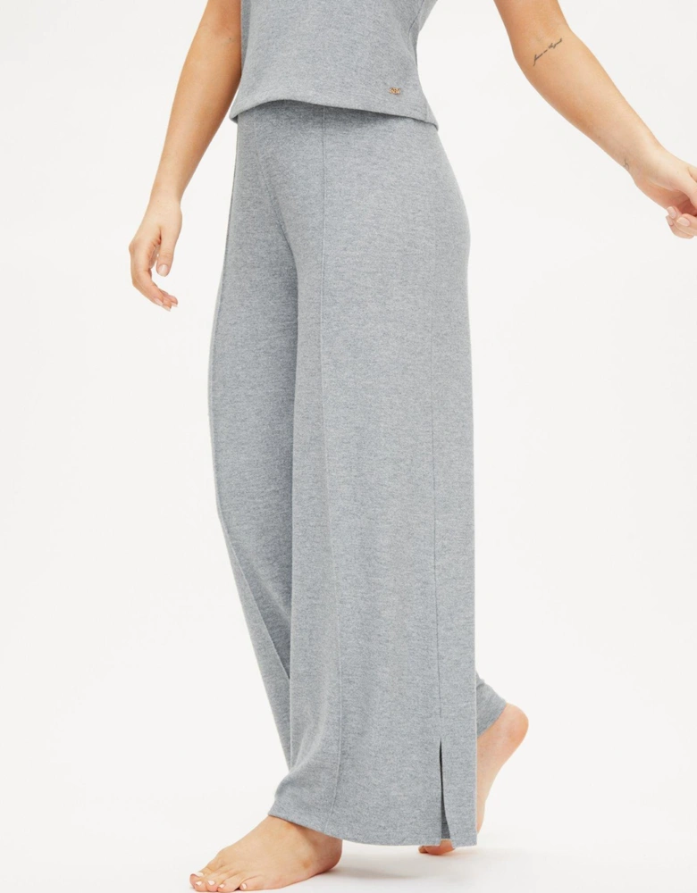 Marie Brushed Wide Leg Trouser - Grey