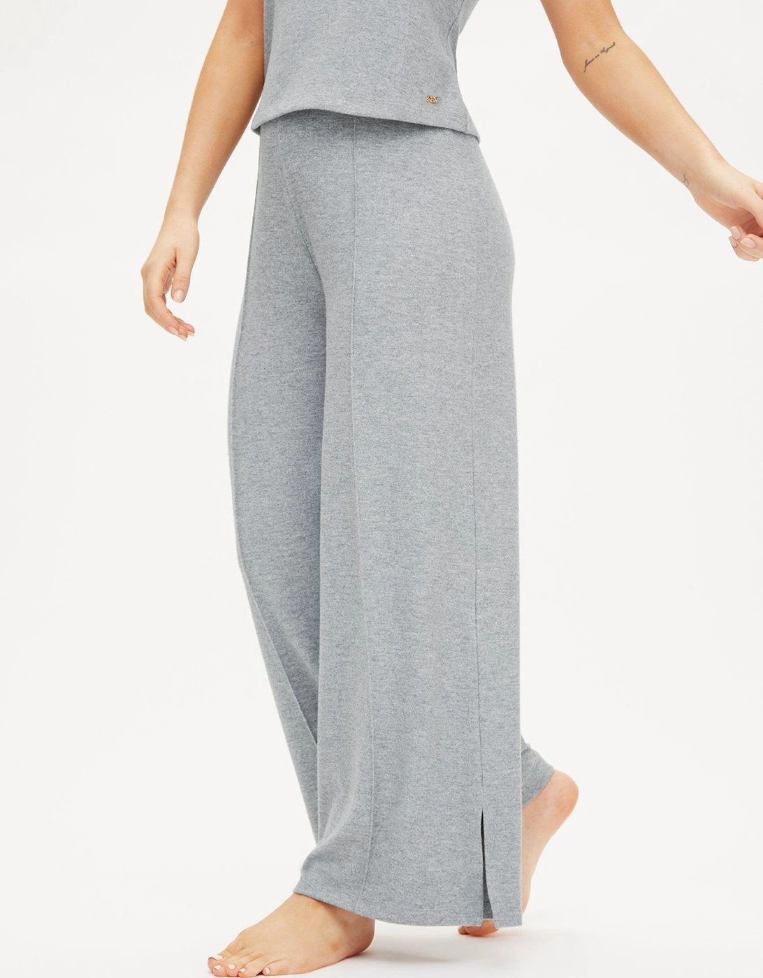 Marie Brushed Wide Leg Trouser - Grey, 2 of 1