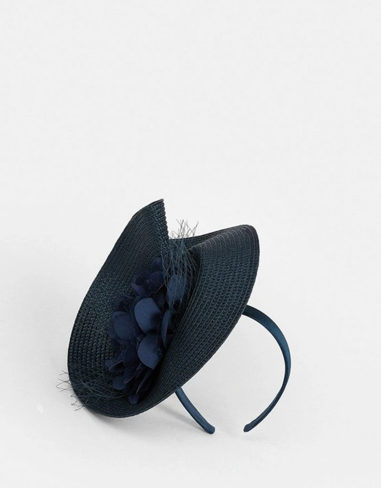 Asymmetric Flower & Feather Fascinator