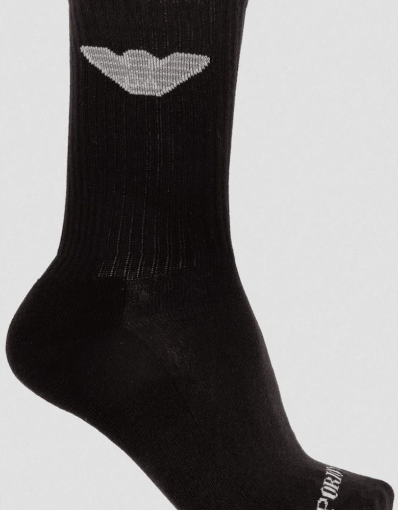 Cotton 2-Pair Eagle Logo Black/White Socks