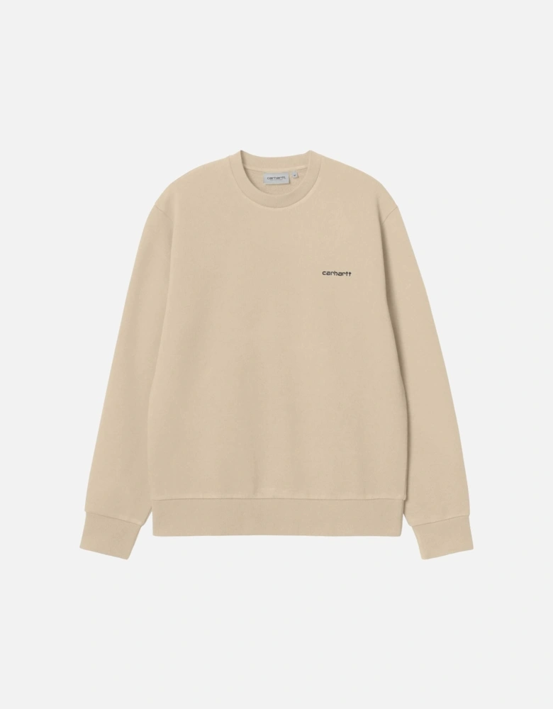 Script Embroidery Crew Sweatshirt - Wall/Black