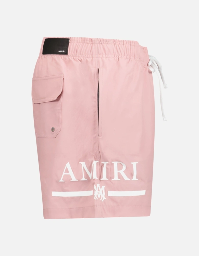 Ma Bar White Logo Drawstring Swim Shorts Peach