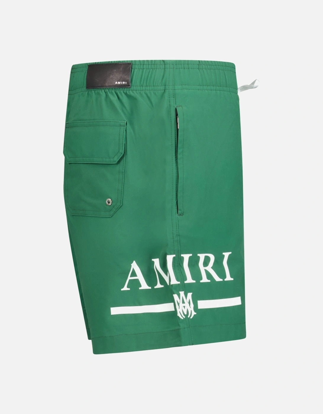 Ma Bar White Logo Drawstring Swim Shorts Military Green